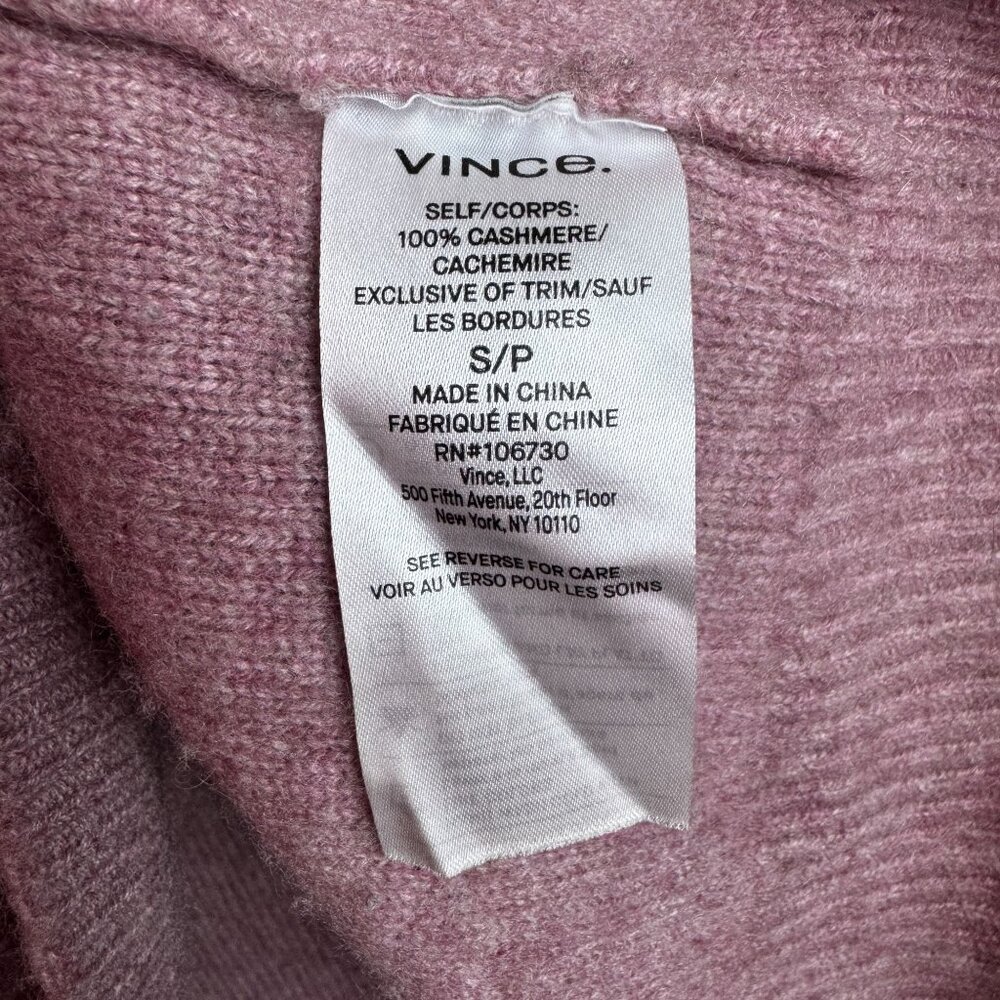 Vince $395 Boiled 100% Cashmere Funnel Neck Pullover in Heather Mauve Orchid - Picture 5 of 7